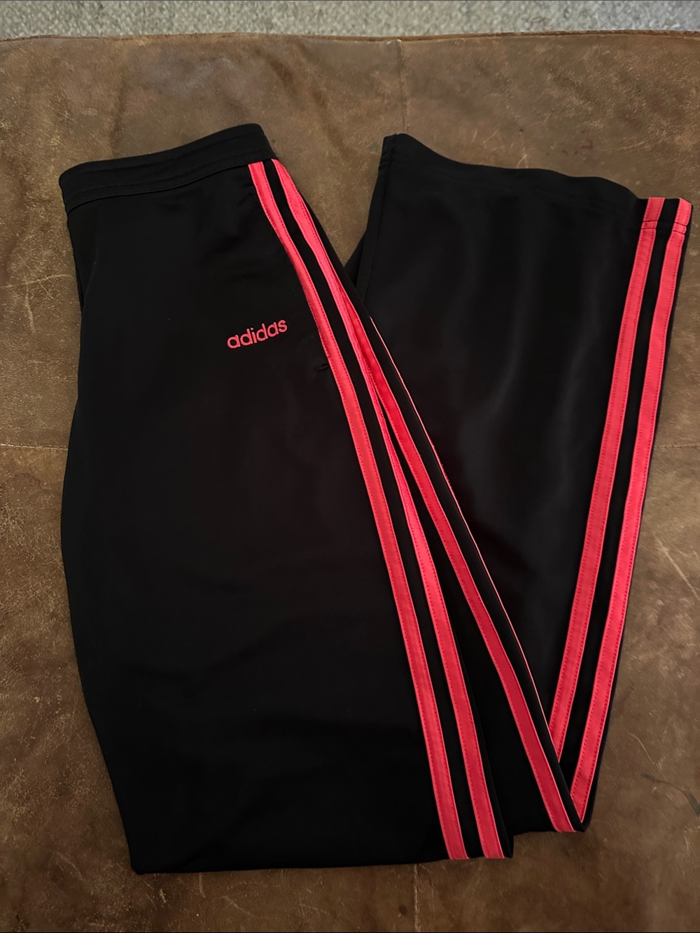 adidas Black Sweatpants with Pink Triple Stripes